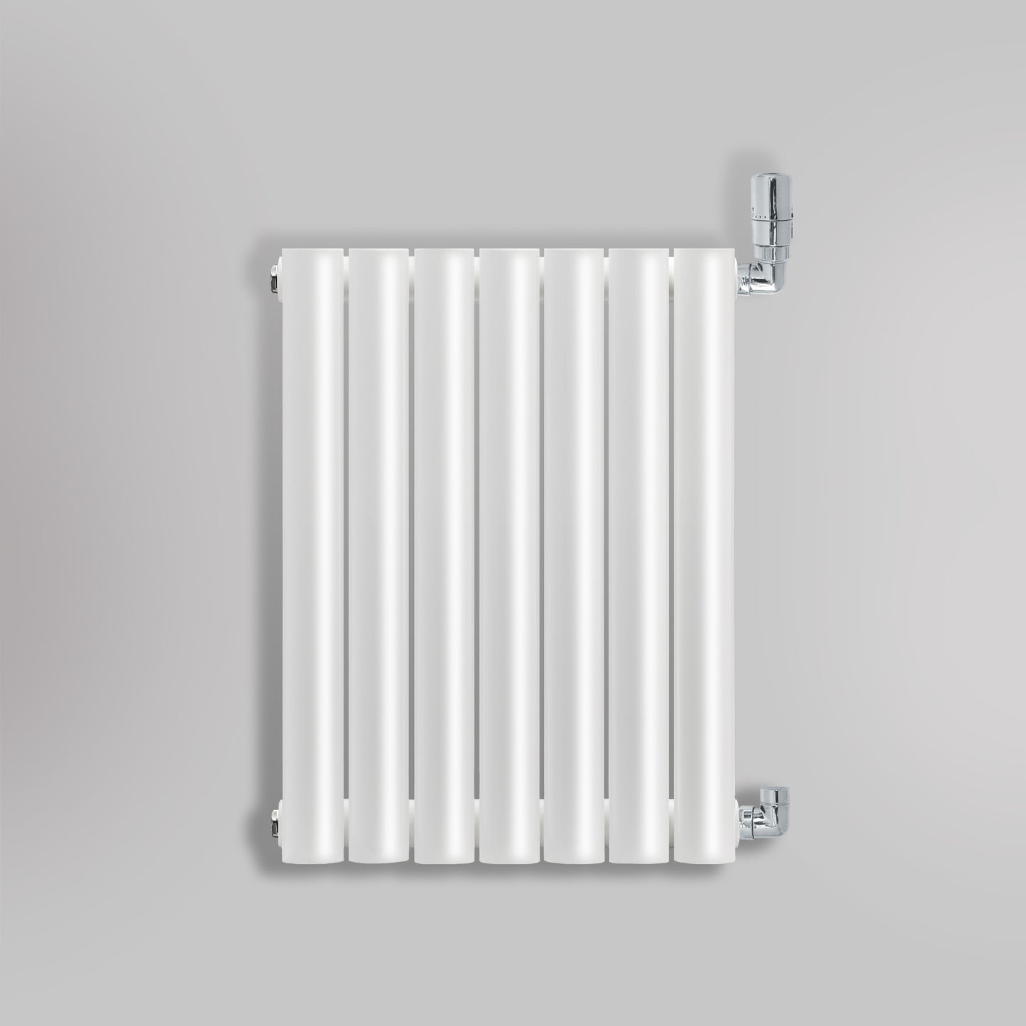 Grzejnik Dekoracyjny - Owalny Podwójny Kolumnowy Biały - 660x410mm, gładkie tło firmy Heissmann
