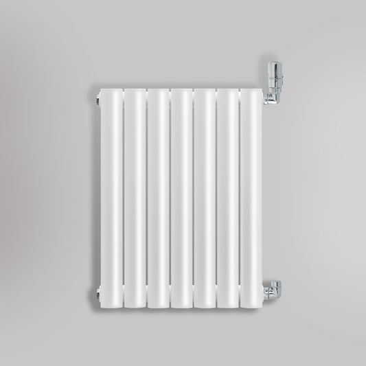 Grzejnik Dekoracyjny - Owalny Podwójny Kolumnowy Biały - 660x410mm, gładkie tło firmy Heissmann