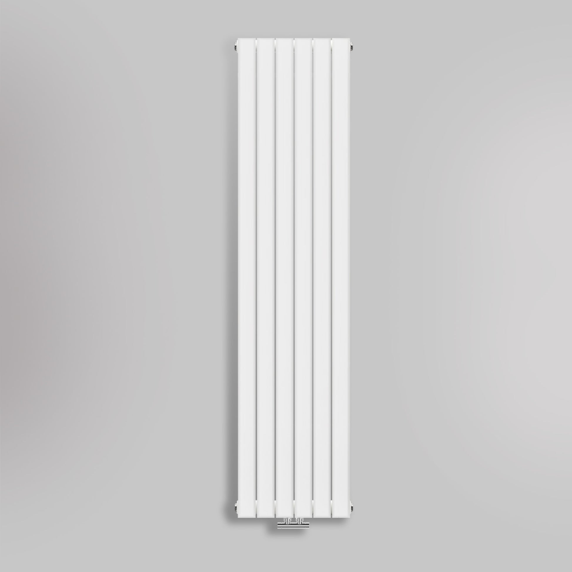 Grzejnik Pionowy Ozdobny - Podwójny Panelowy Biały - 1800x420mm, gładkie tło