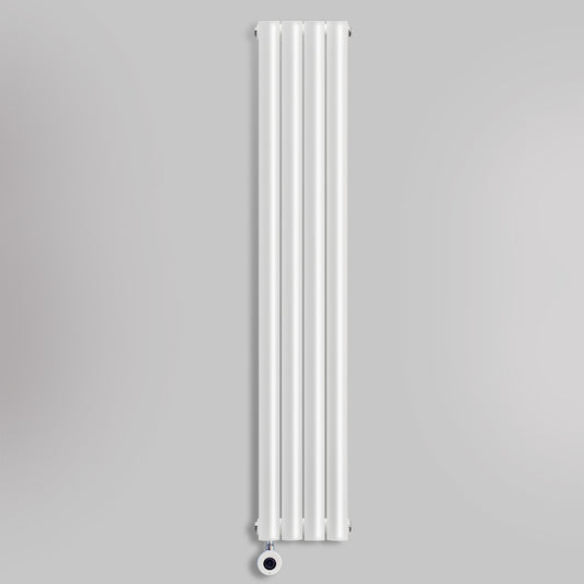 Grzejnik Elektryczny Dekoracyjny Pionowy - Owalny Kolumnowy Biały - 1600x236mm, elektryczny grzejnik pokojowy - Heissmann
