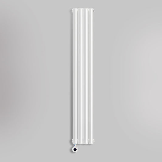 Grzejnik Elektryczny Dekoracyjny Pionowy - Owalny Podwójny Kolumnowy Biały - 1800x236mm, elektryczny grzejnik pokojowy - Heissmann