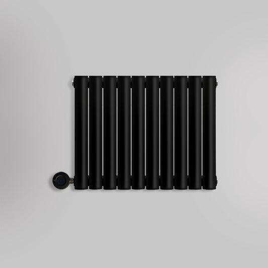 Grzejnik Elektryczny Dekoracyjny - Owalny Podwójny Kolumnowy Czarny - 560x590mm, elektryczny grzejnik pokojowy - Heissmann