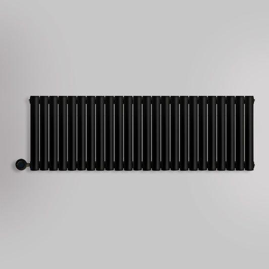 Grzejnik Elektryczny Dekoracyjny - Owalny Podwójny Kolumnowy Czarny - 560x1416mm, elektryczny grzejnik pokojowy - Heissmann