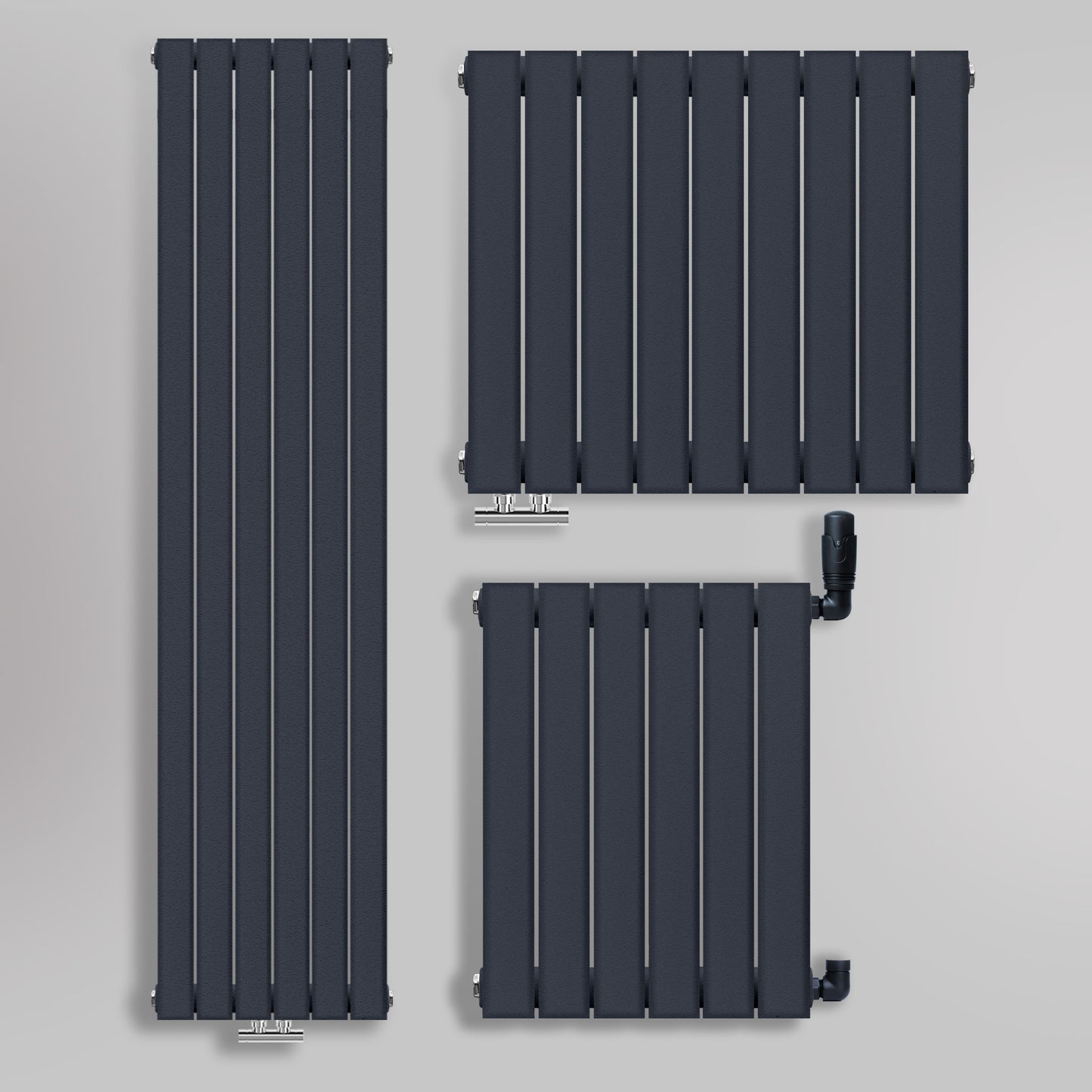 Grzejniki Ozdobne Pokojowe - Antracytowe / Szare, Obraz kolażowy z wyborem grzejników