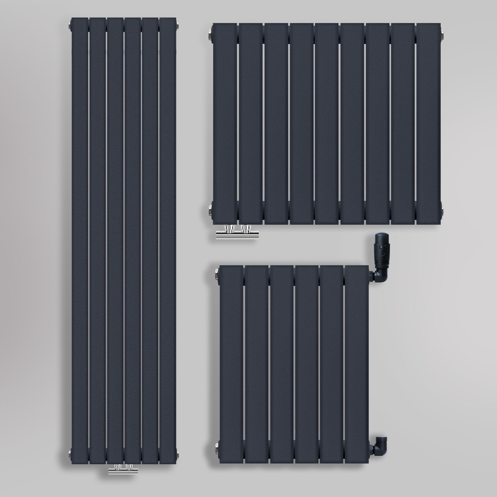 Grzejniki Ozdobne Pokojowe - Antracytowe / Szare, Obraz kolażowy z wyborem grzejników