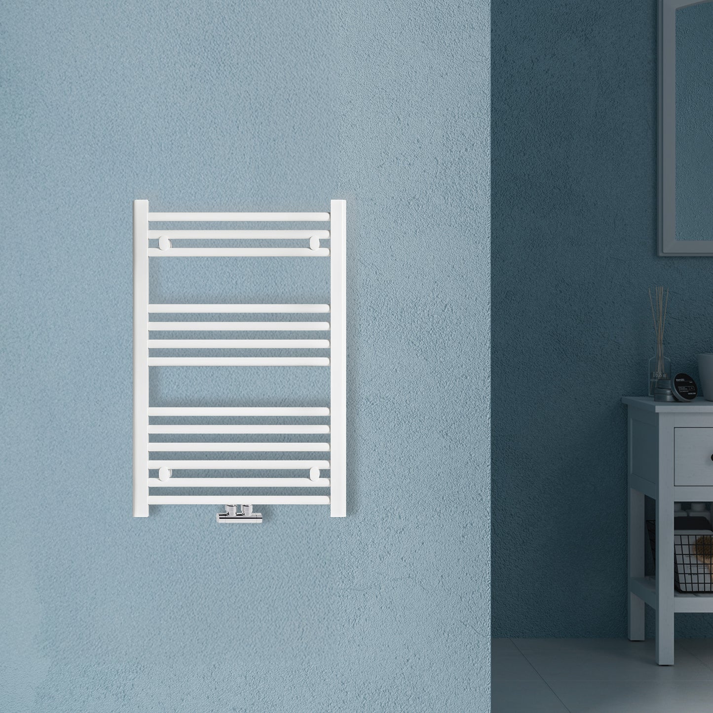 Grzejnik Łazienkowy Drabinkowy D50 - Biały - 803x600mm, Designerski grzejnik w nowoczesnej łazience od Lazzarini