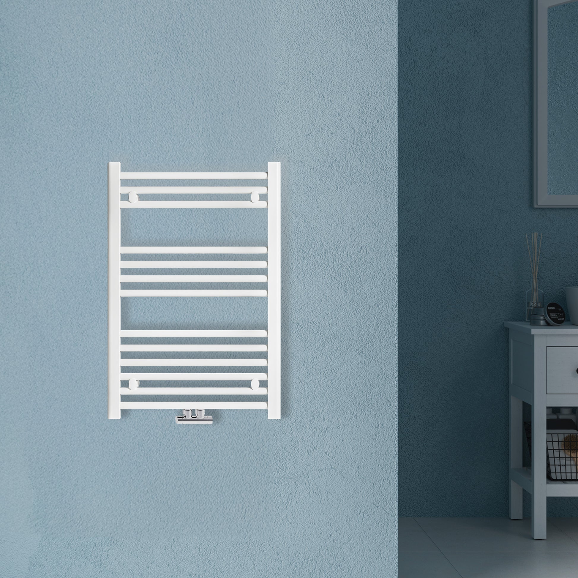 Grzejnik Łazienkowy Drabinkowy D50 - Biały - 803x600mm, Designerski grzejnik w nowoczesnej łazience od Lazzarini