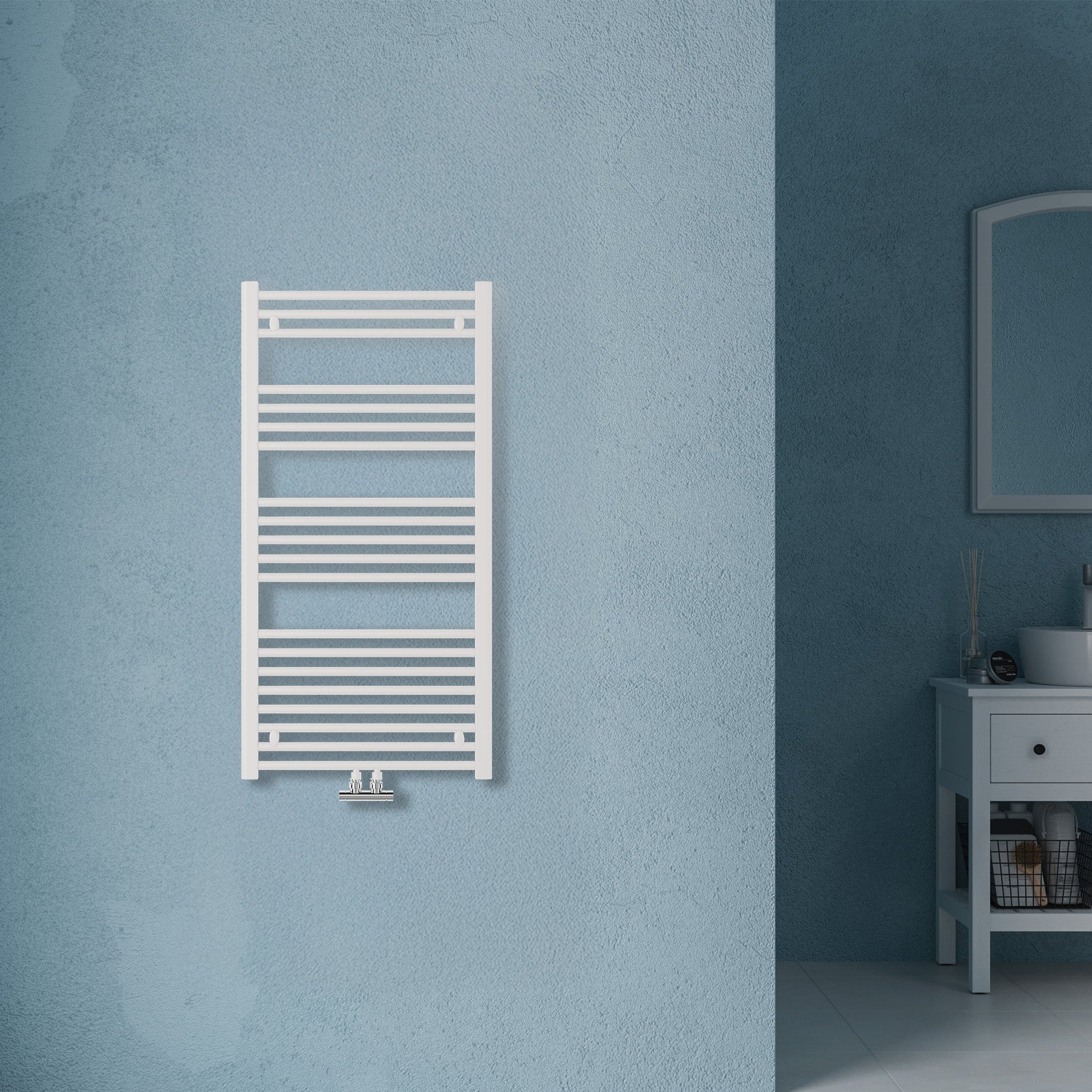 Grzejnik Łazienkowy Drabinkowy D50 - Biały - 1188x600mm, Designerski grzejnik w nowoczesnej łazience od Lazzarini