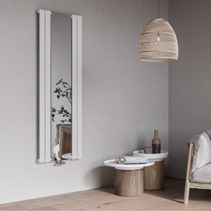 Grzejnik Dekoracyjny Pionowy z lustrem - Biały - 1800x600mm, Pionowy grzejnik w łazience firmy Lazzarini
