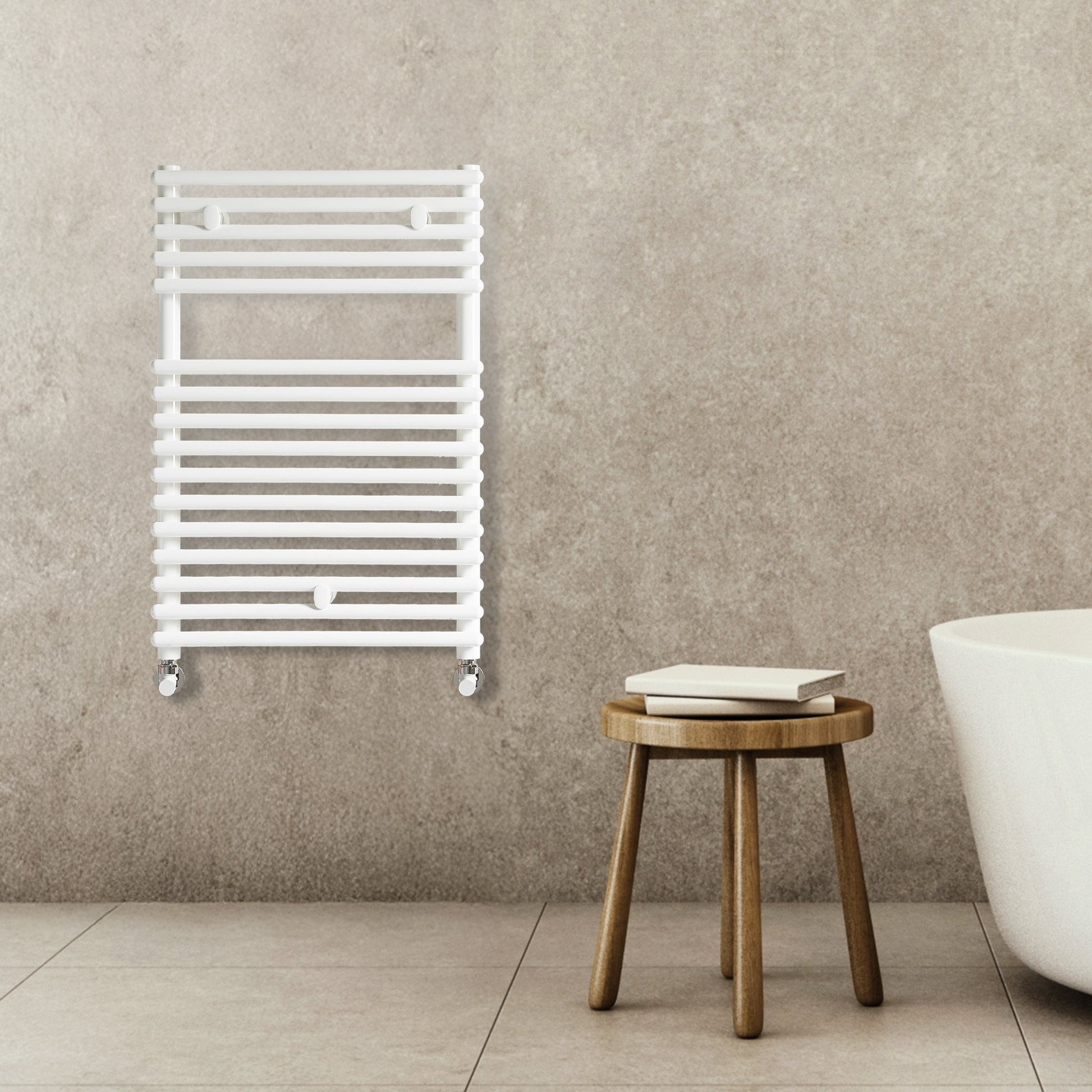 Grzejnik Łazienkowy Dekoracyjny - Biały - 730x500mm, Designerski grzejnik w nowoczesnej łazience od Lazzarini