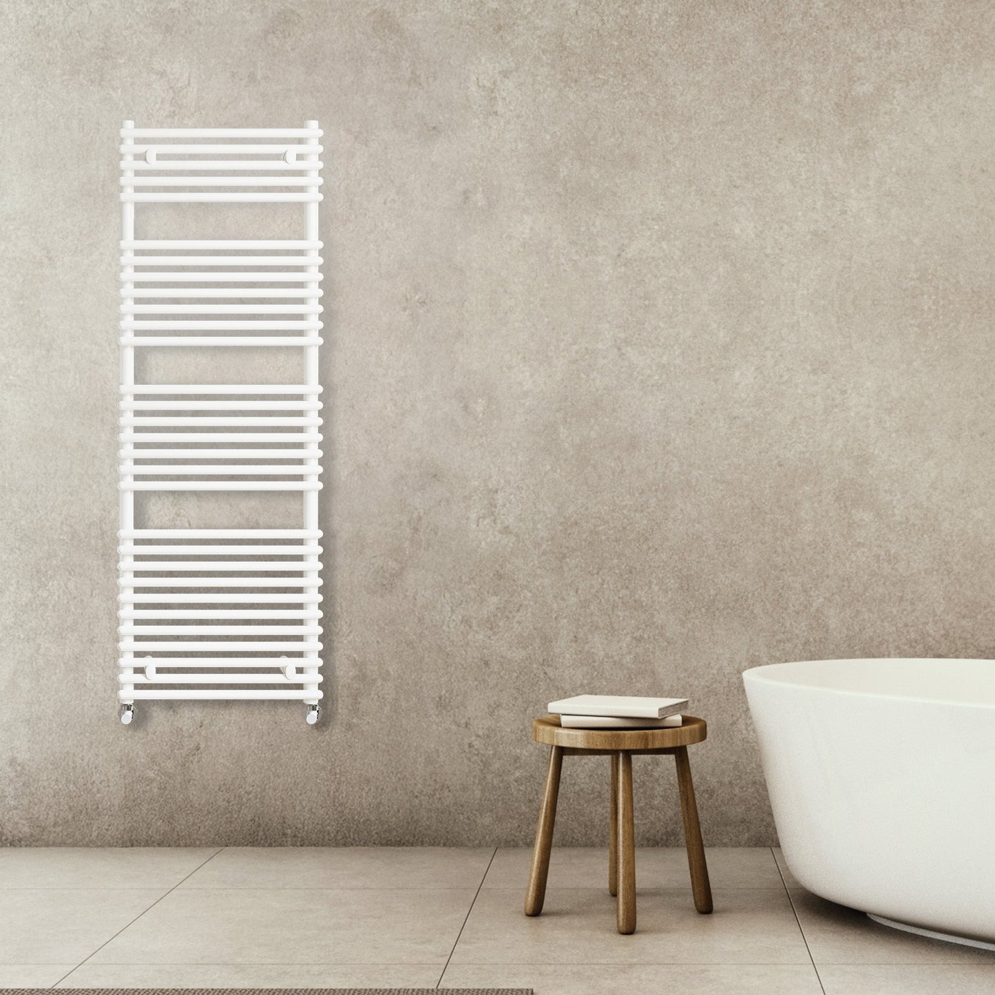 Grzejnik Łazienkowy Dekoracyjny - Biały - 1450x500mm, Designerski grzejnik w nowoczesnej łazience od Lazzarini