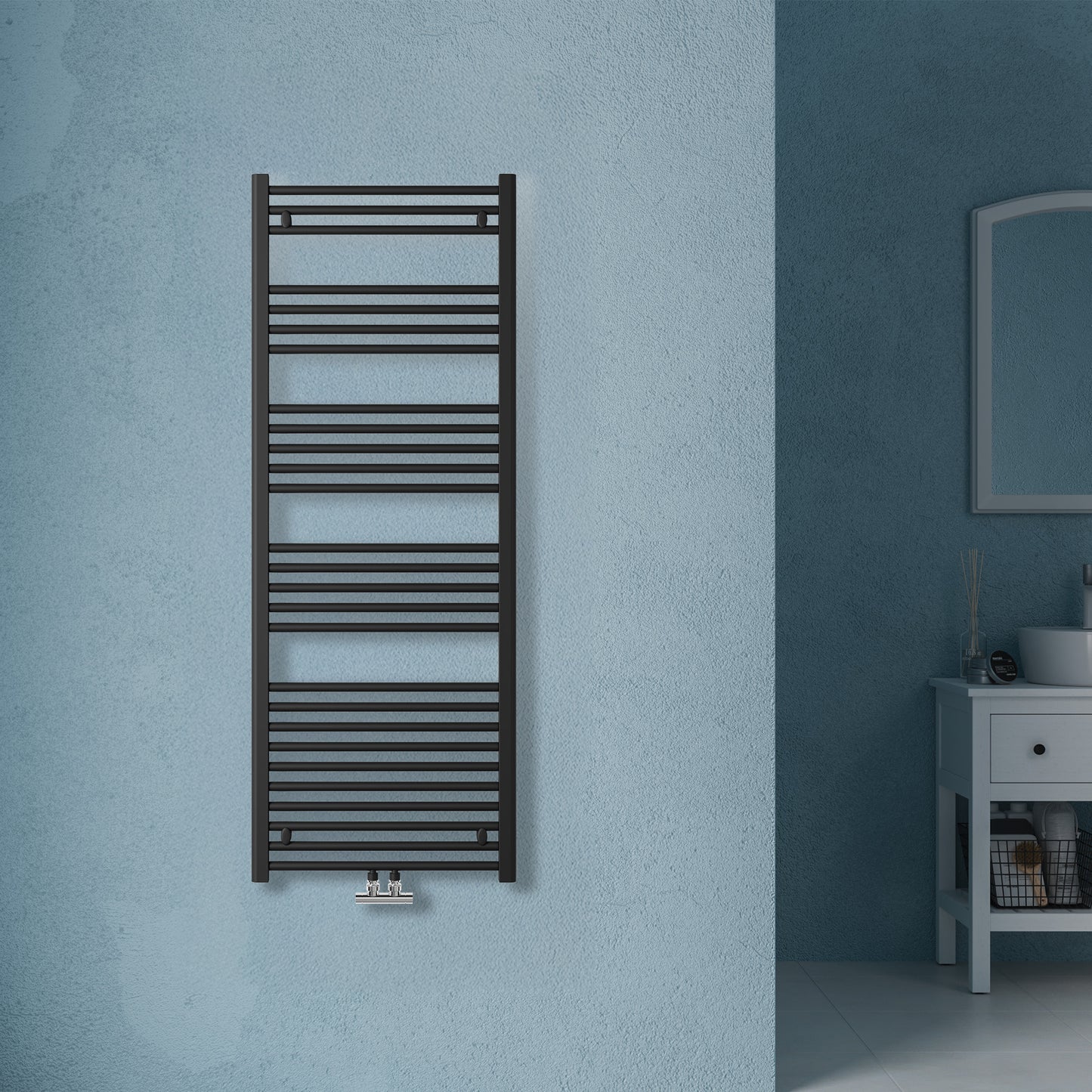 Grzejnik Łazienkowy Drabinkowy D50 - Czarny - 1600x600mm, Designerski grzejnik w nowoczesnej łazience od Lazzarini