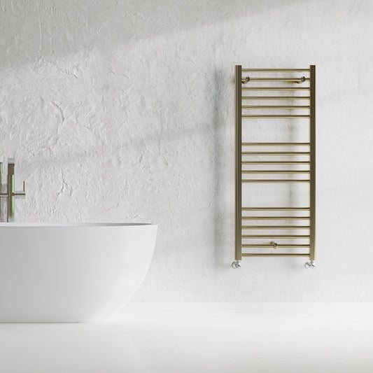 Grzejnik Łazienkowy Drabinkowy - Szczotkowane złoto - 1200x500mm, Designerski grzejnik w nowoczesnej łazience od Lazzarini