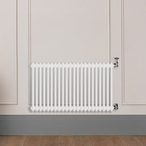 Grzejnik Dekoracyjny Żeberkowy - 2 Kolumnowy Biały - 576x1010mm, Designerski grzejnik na ścianie wyłożonej panelami Empire