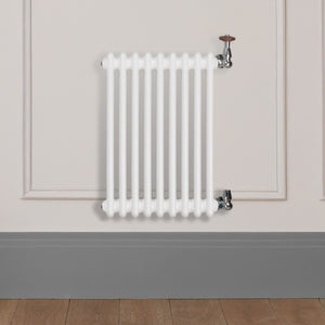 Grzejnik Dekoracyjny Żeberkowy - 2 Kolumnowy Biały - 576x425mm, Designerski grzejnik na ścianie wyłożonej panelami Empire