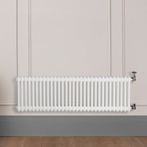 Grzejnik Dekoracyjny Żeberkowy - 3 Kolumnowy Biały - 426x1415mm, Designerski grzejnik na ścianie wyłożonej panelami Empire