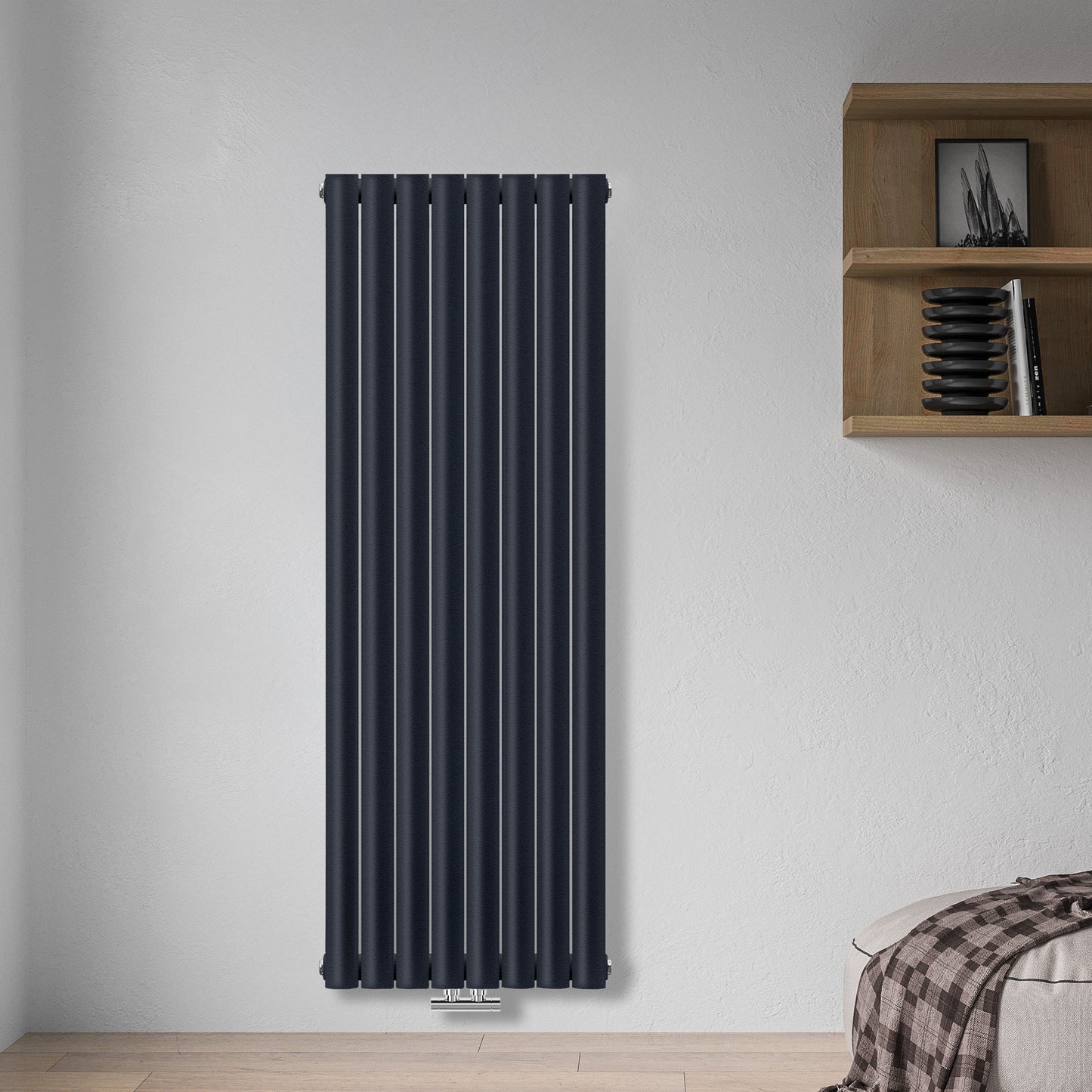 Grzejnik Dekoracyjny Pionowy - Owalny Kolumnowy Antracytowy - 1600x472mm, grzejnik w sypialni firmy Heissmann