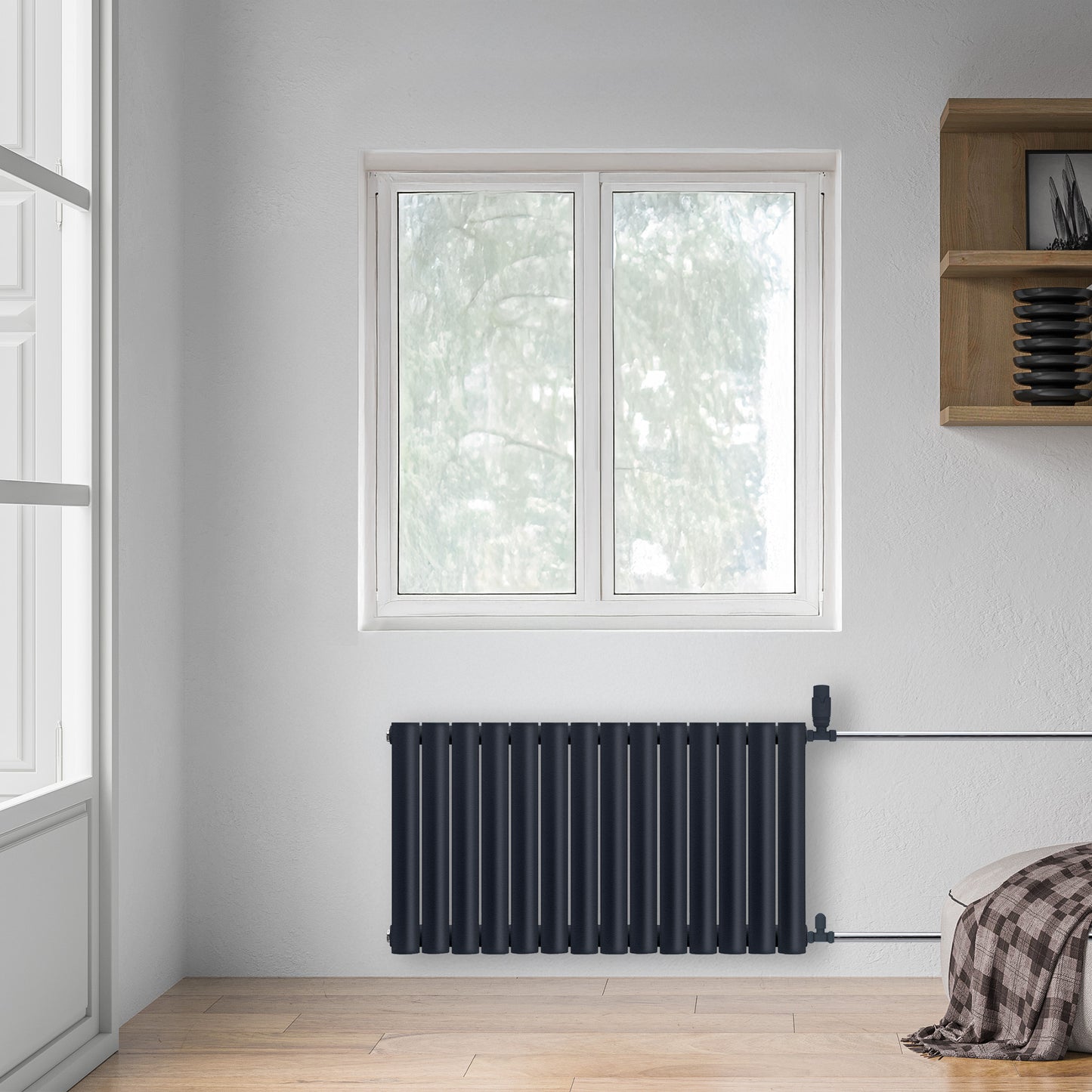 Grzejnik Dekoracyjny - Owalny Kolumnowy Antracytowy - 545x826mm, grzejnik w sypialni firmy Heissmann