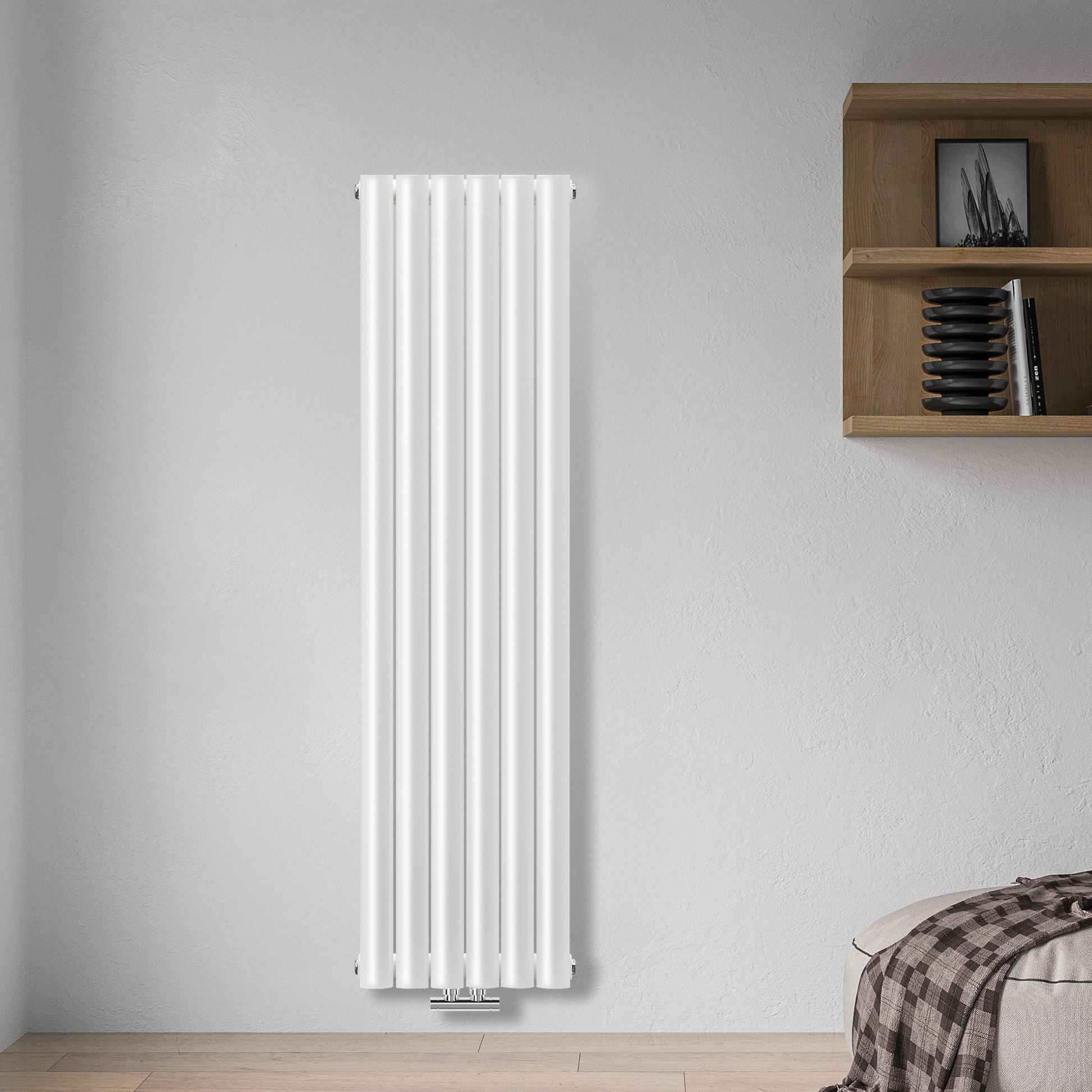 Grzejnik Dekoracyjny Pionowy - Owalny Kolumnowy Biały - 1600x354mm, grzejnik w sypialni firmy Heissmann