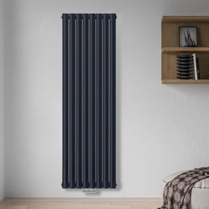 Grzejnik Dekoracyjny Pionowy - Owalny Podwójny Kolumnowy Antracytowy - 1800x472mm, grzejnik w sypialni firmy Heissmann