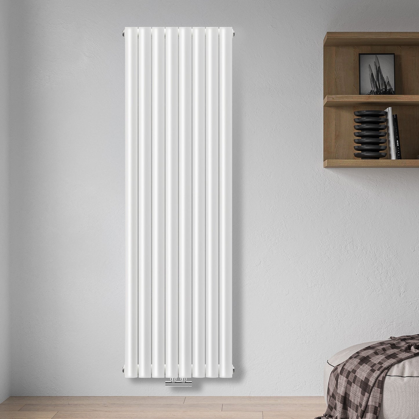 Grzejnik Dekoracyjny Pionowy - Owalny Podwójny Kolumnowy Biały - 1800x472mm, grzejnik w sypialni firmy Heissmann