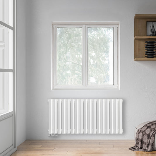 Grzejnik Dekoracyjny - Owalny Podwójny Kolumnowy Biały - 560x1003mm, grzejnik w sypialni firmy Heissmann