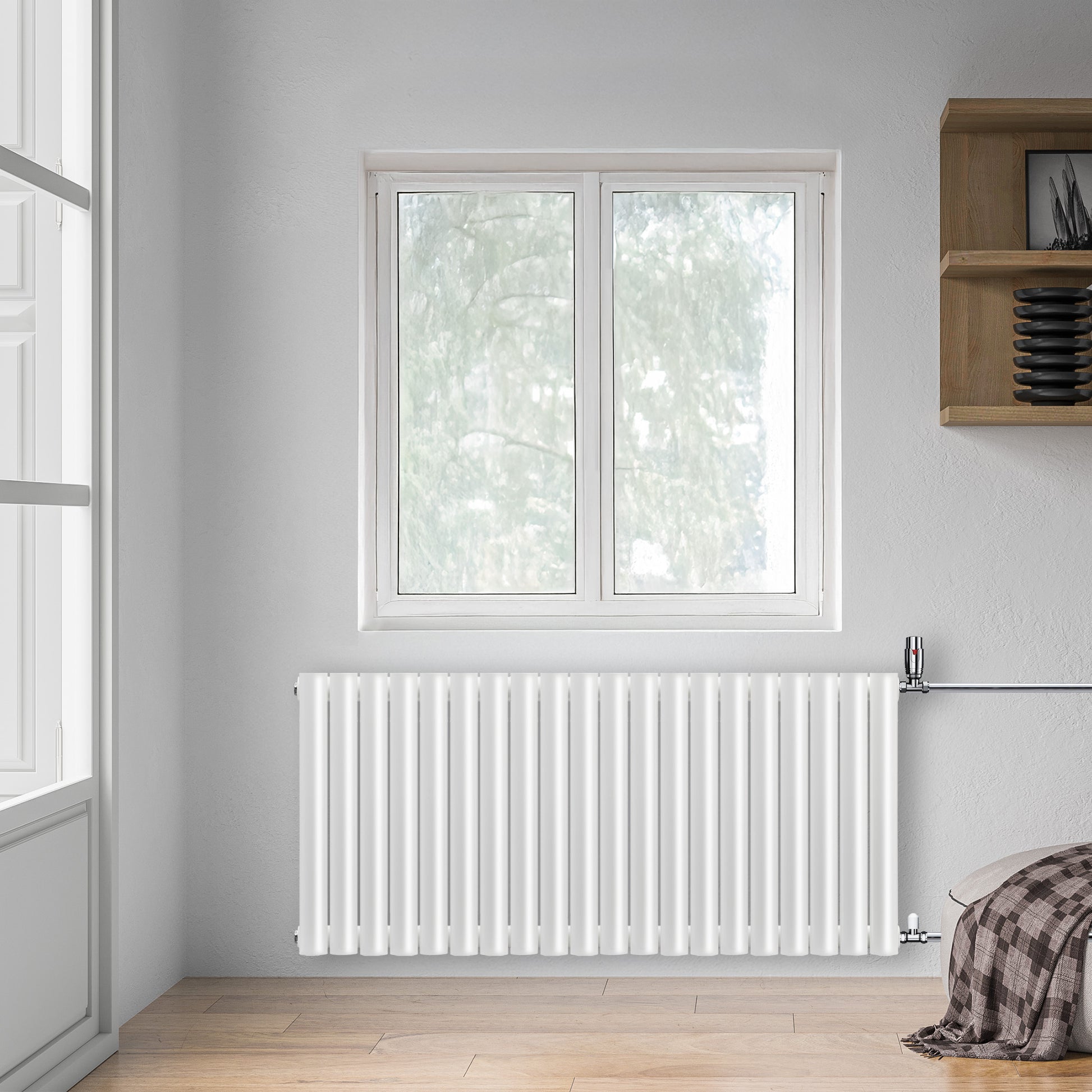Grzejnik Dekoracyjny - Owalny Podwójny Kolumnowy Biały - 660x1180mm, grzejnik w sypialni firmy Heissmann