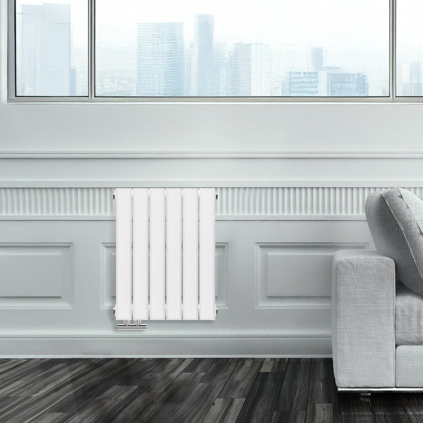 Grzejnik Ozdobny - Podwójny Panelowy Biały - 560x420mm, poziomy grzejnik dekoracyjny na ścianie firmy Heissmann