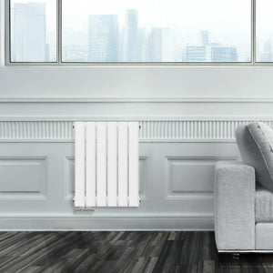 Grzejnik Ozdobny - Podwójny Panelowy Biały - 560x420mm, Designerski grzejnik w nowoczesnym salonie firmy Heissmann