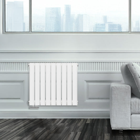 Grzejnik Ozdobny - Podwójny Panelowy Biały - 560x630mm, poziomy grzejnik dekoracyjny na ścianie firmy Heissmann