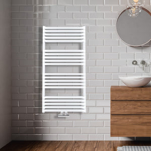 Grzejnik Łazienkowy - Podwójny Biały - 1000x500mm, Designerski grzejnik we współczesnej łazience firmy Heissmann