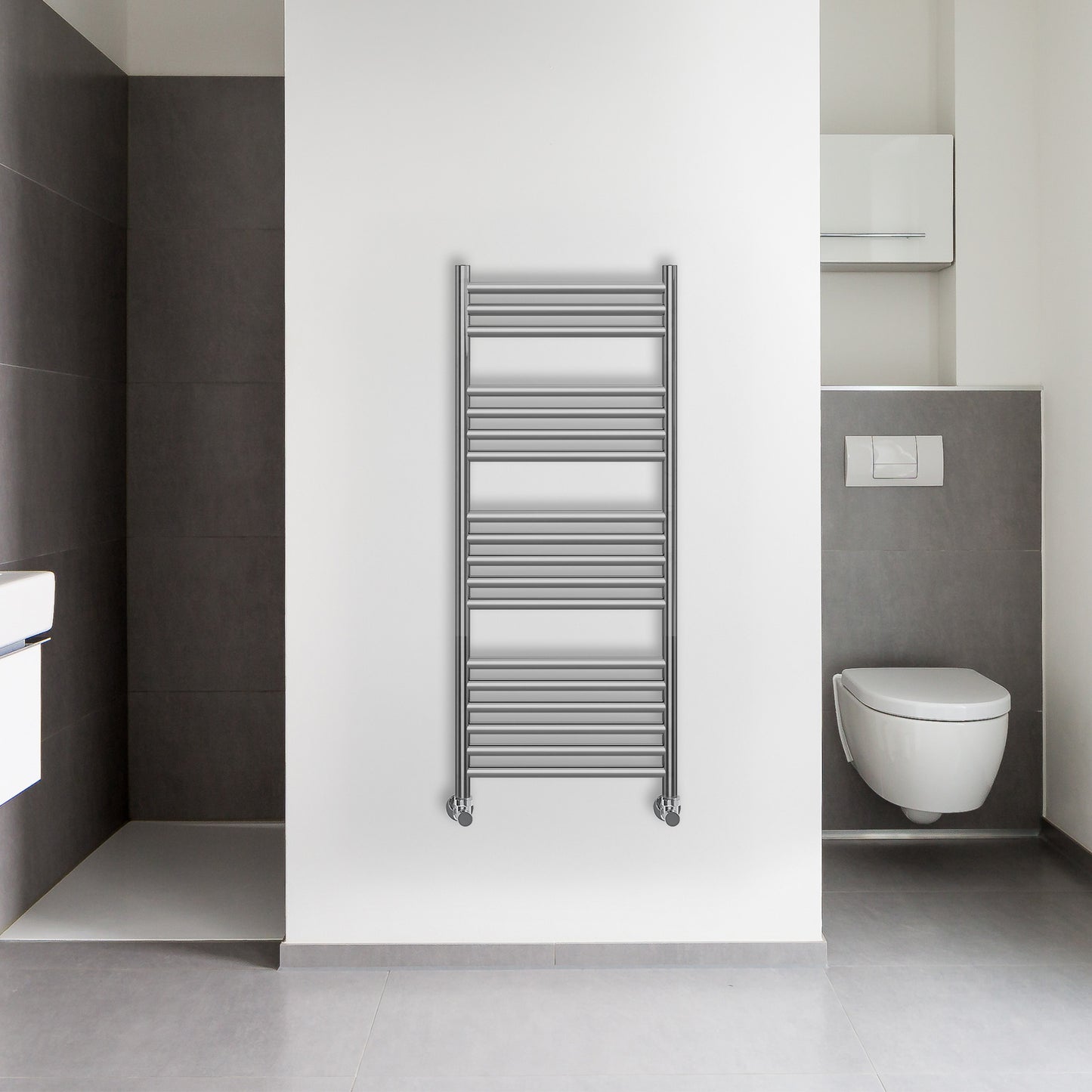 Grzejnik Łazienkowy - Stalowy - 1200x500mm, w nowoczesnej łazience, Dekoracyjny grzejnik łazienkowy Heissmann