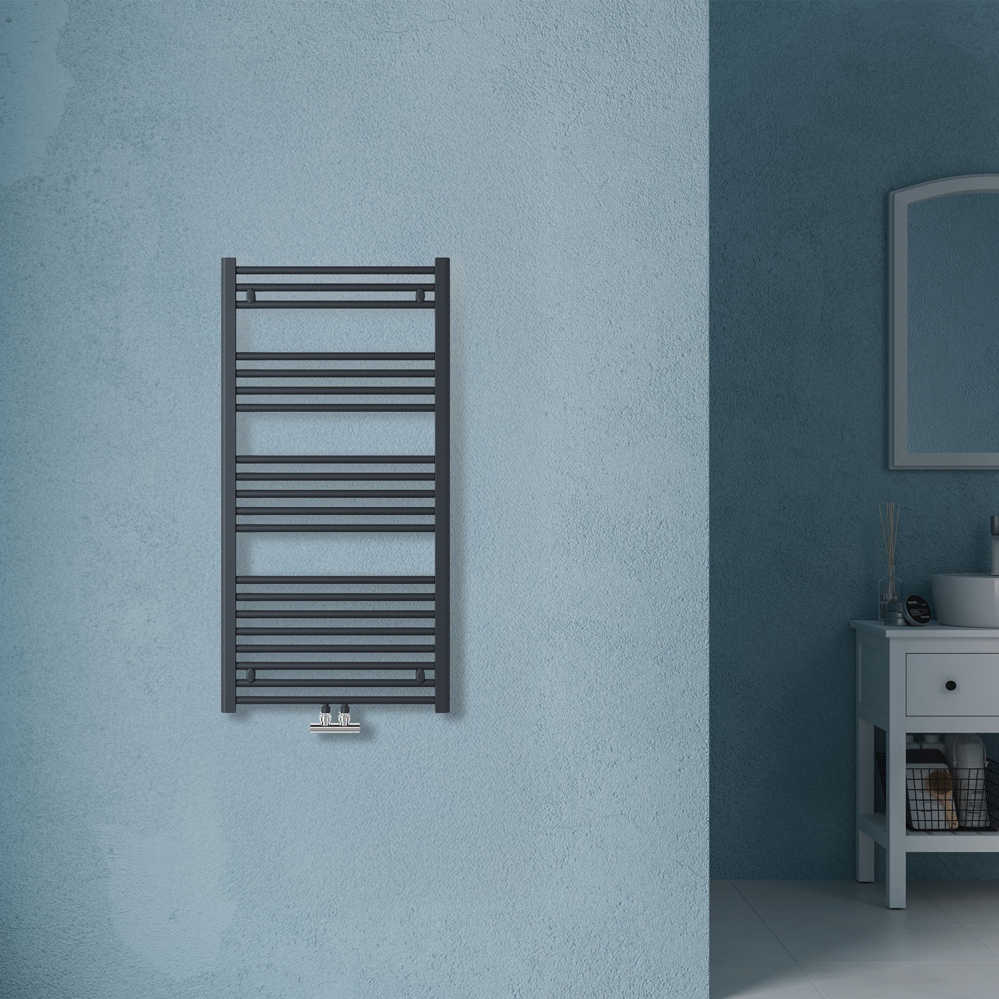 Grzejnik Łazienkowy Drabinkowy D50 - Antracyt - 1188x600mm, Designerski grzejnik w nowoczesnej łazience od Lazzarini