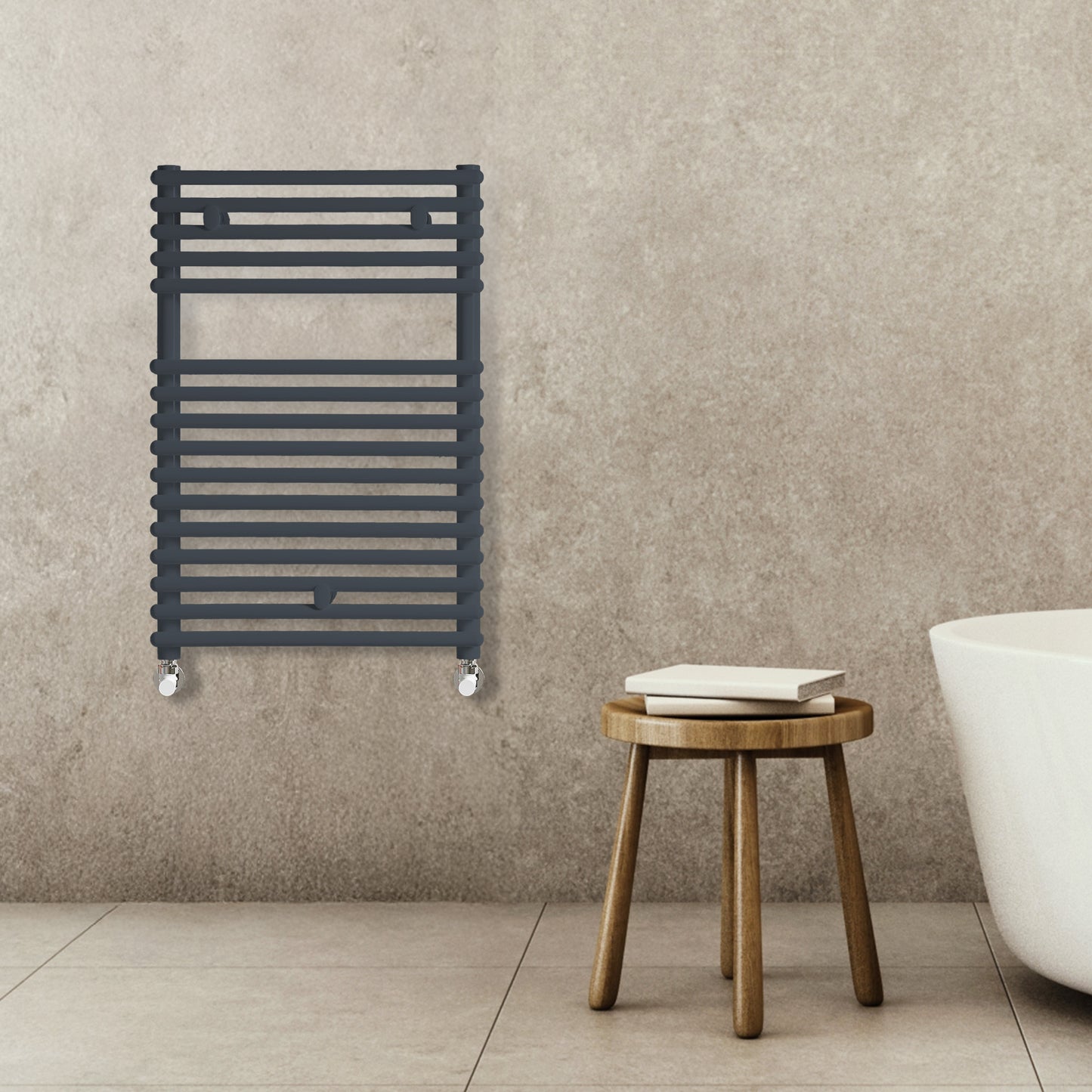 Grzejnik Łazienkowy Dekoracyjny - Antracyt - 730x500mm, Designerski grzejnik w nowoczesnej łazience od Lazzarini