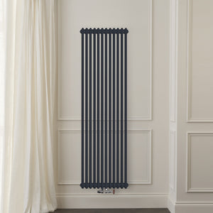 Grzejnik Dekoracyjny Pionowy - 3 Kolumnowy Szary - 1800x560mm, Designerski grzejnik na ścianie wyłożonej panelami Empire