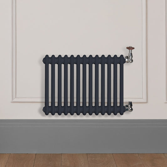 Grzejnik Dekoracyjny Żeberkowy - 3 Kolumnowy Szary - 426x605mm, Designerski grzejnik na ścianie wyłożonej panelami Empire