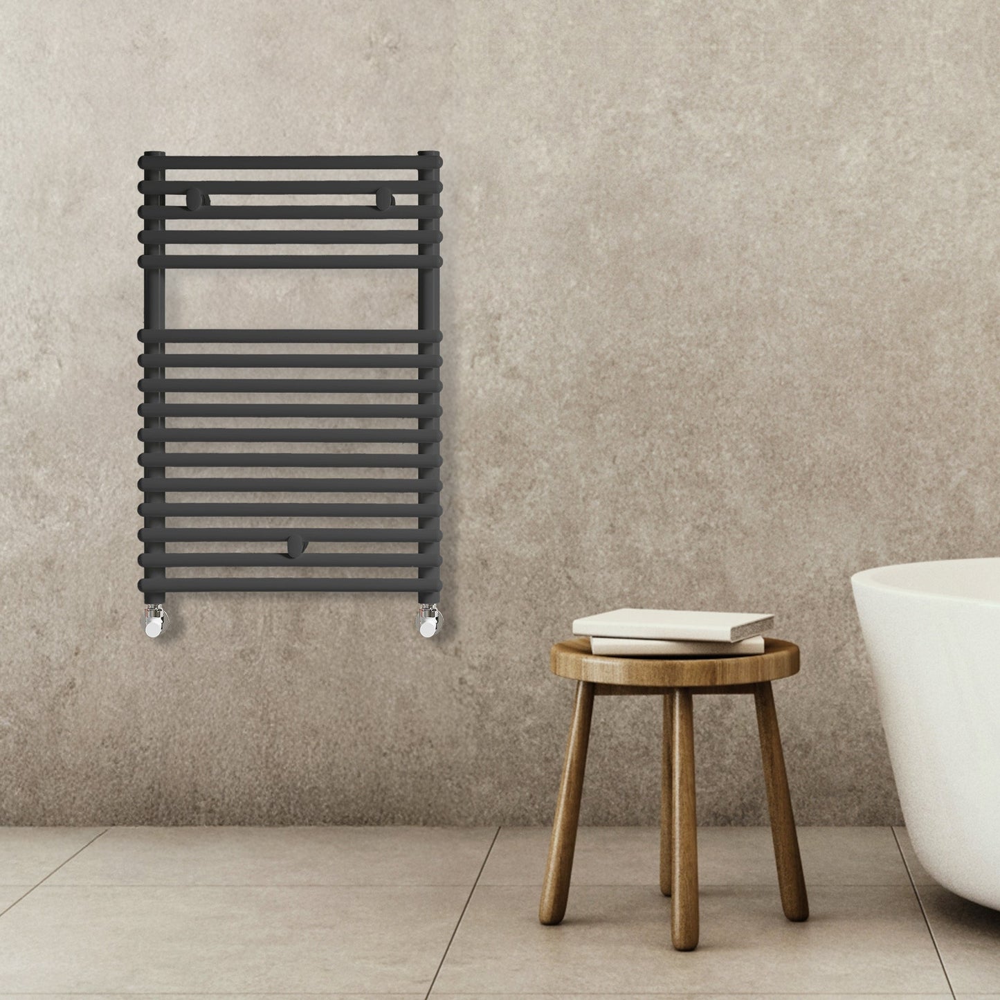 Grzejnik Łazienkowy Dekoracyjny - Czarny - 730x500mm, Designerski grzejnik w nowoczesnej łazience od Lazzarini