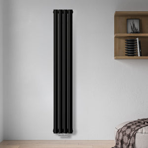 Grzejnik Dekoracyjny Pionowy - Owalny Podwójny Kolumnowy Czarny - 1800x236mm, grzejnik dekoracyjny w sypialni