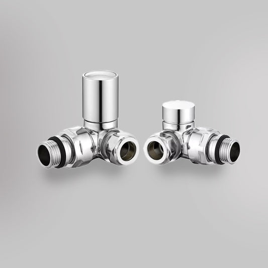 Zawór Trójosiowy - Chrom, dekoracyjne zawory grzejnikowe Mandelli - gładkie tło