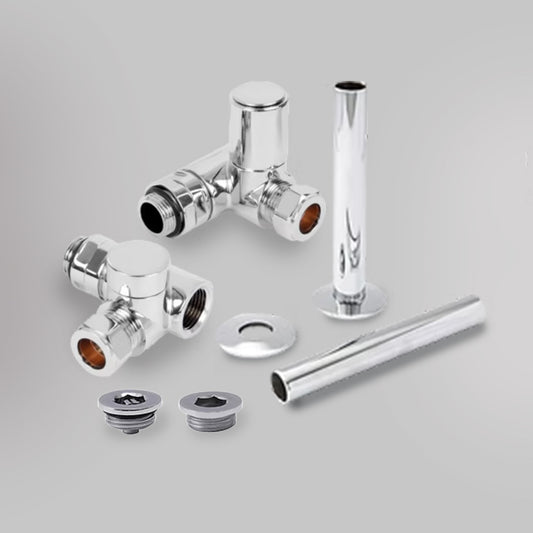 Zawór Dwupaliwowy i zestaw wykończeniowy - Nowoczesny - Chrom, dekoracyjne zawory grzejnikowe Mandelli - gładkie tło