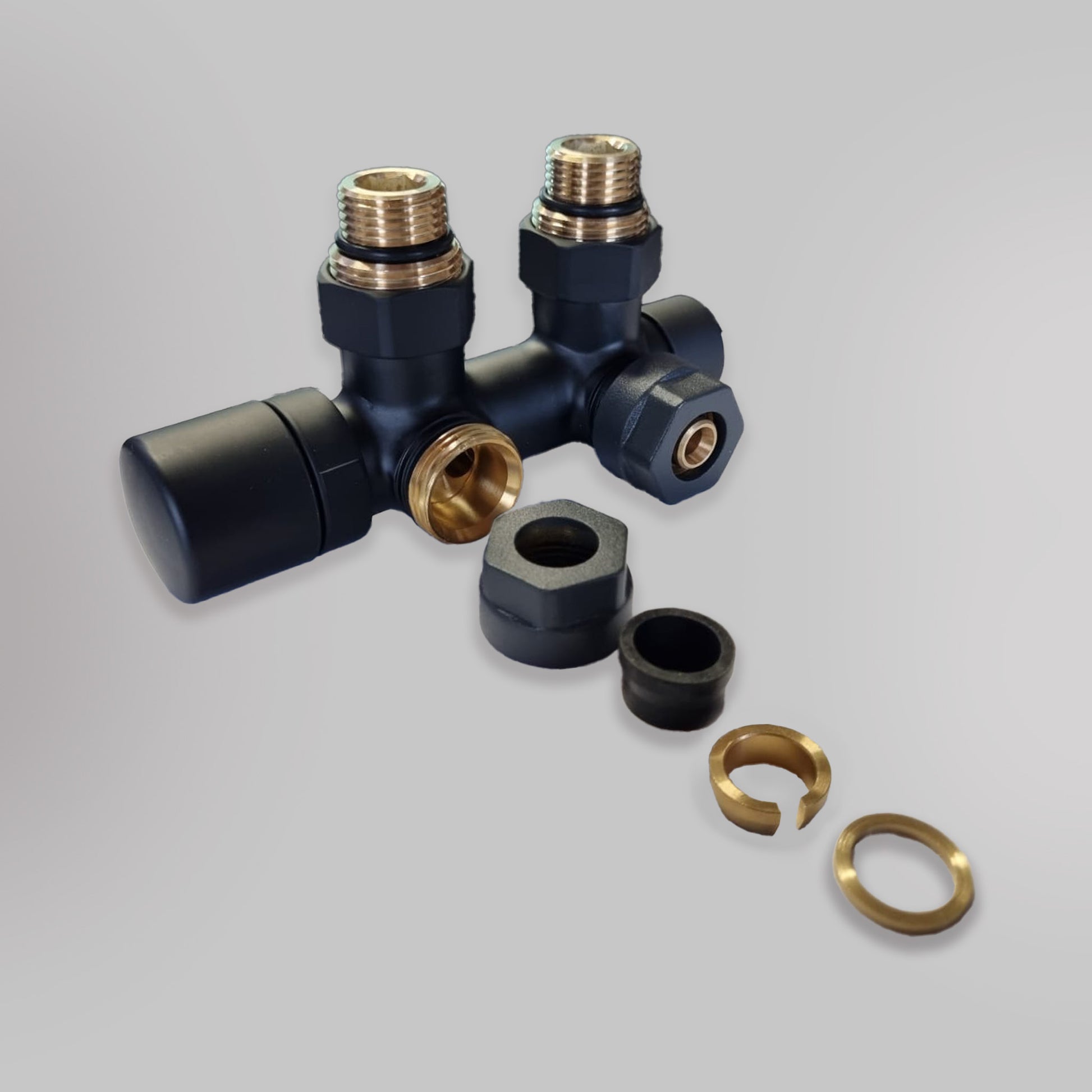 Zawór Ręczny 50mm - Czarny, dekoracyjne zawory grzejnikowe Mandelli - gładkie tło