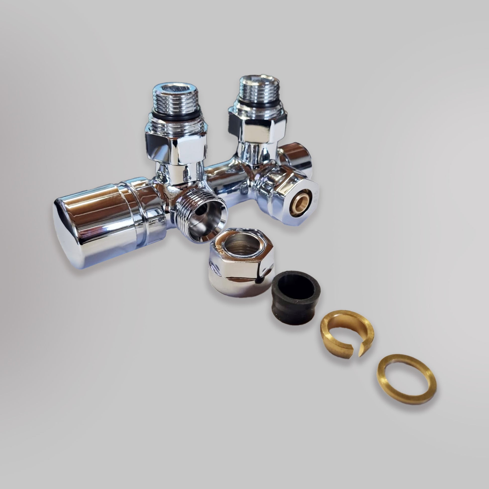 Zawór Ręczny 50mm - Chrom, dekoracyjne zawory grzejnikowe Mandelli - gładkie tło