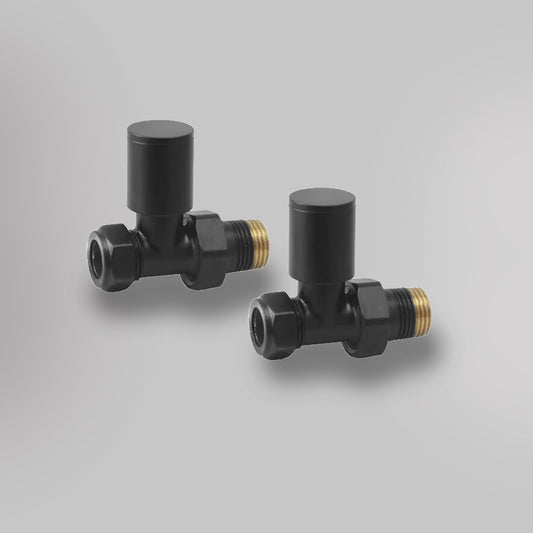 Zawór Prosty - Czarny, dekoracyjne zawory grzejnikowe Mandelli - gładkie tło