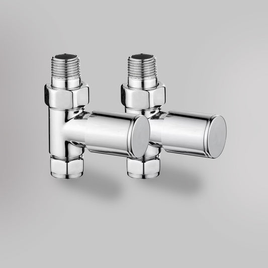 Zawór Prosty - Chrom, dekoracyjne zawory grzejnikowe Mandelli - gładkie tło