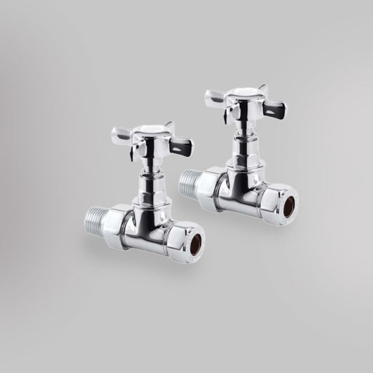 Zawory Proste Tradycyjny - Chrom, dekoracyjne zawory grzejnikowe Mandelli - gładkie tło