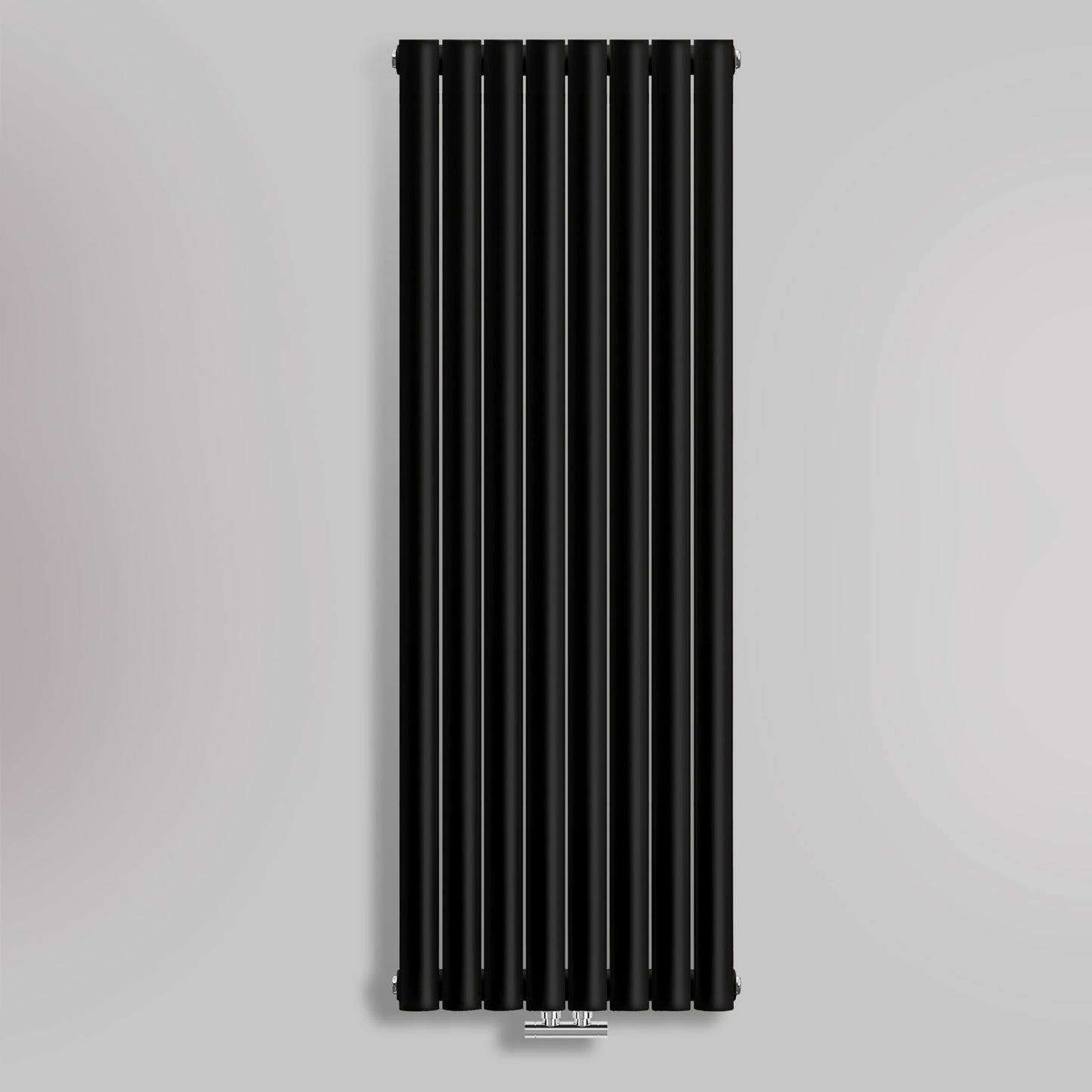 Grzejnik Dekoracyjny Pionowy - Owalny Kolumnowy Czarny - 1600x472mm, gładkie tło