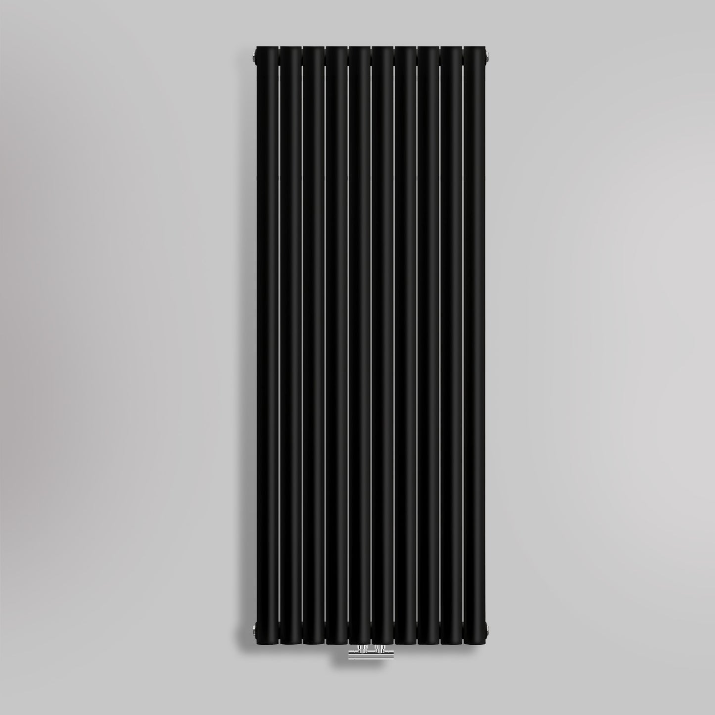 Grzejnik Dekoracyjny Pionowy - Owalny Podwójny Kolumnowy Czarny - 1800x590mm, gładkie tło