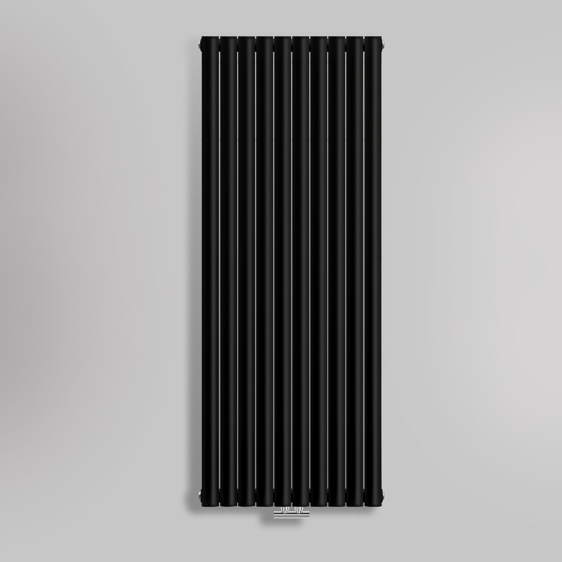 Grzejnik Dekoracyjny Pionowy - Owalny Podwójny Kolumnowy Czarny - 1800x590mm, gładkie tło