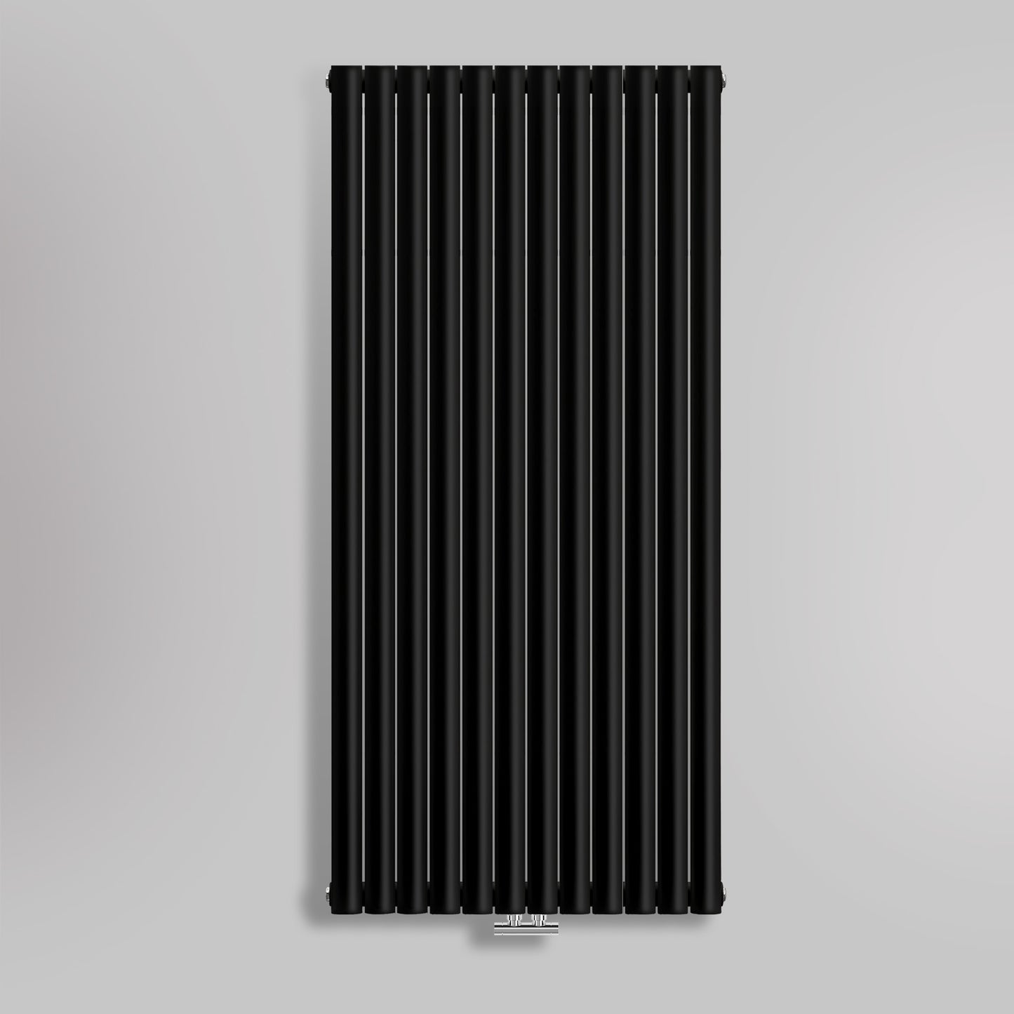 Grzejnik Dekoracyjny Pionowy - Owalny Podwójny Kolumnowy Czarny - 1800x708mm, gładkie tło