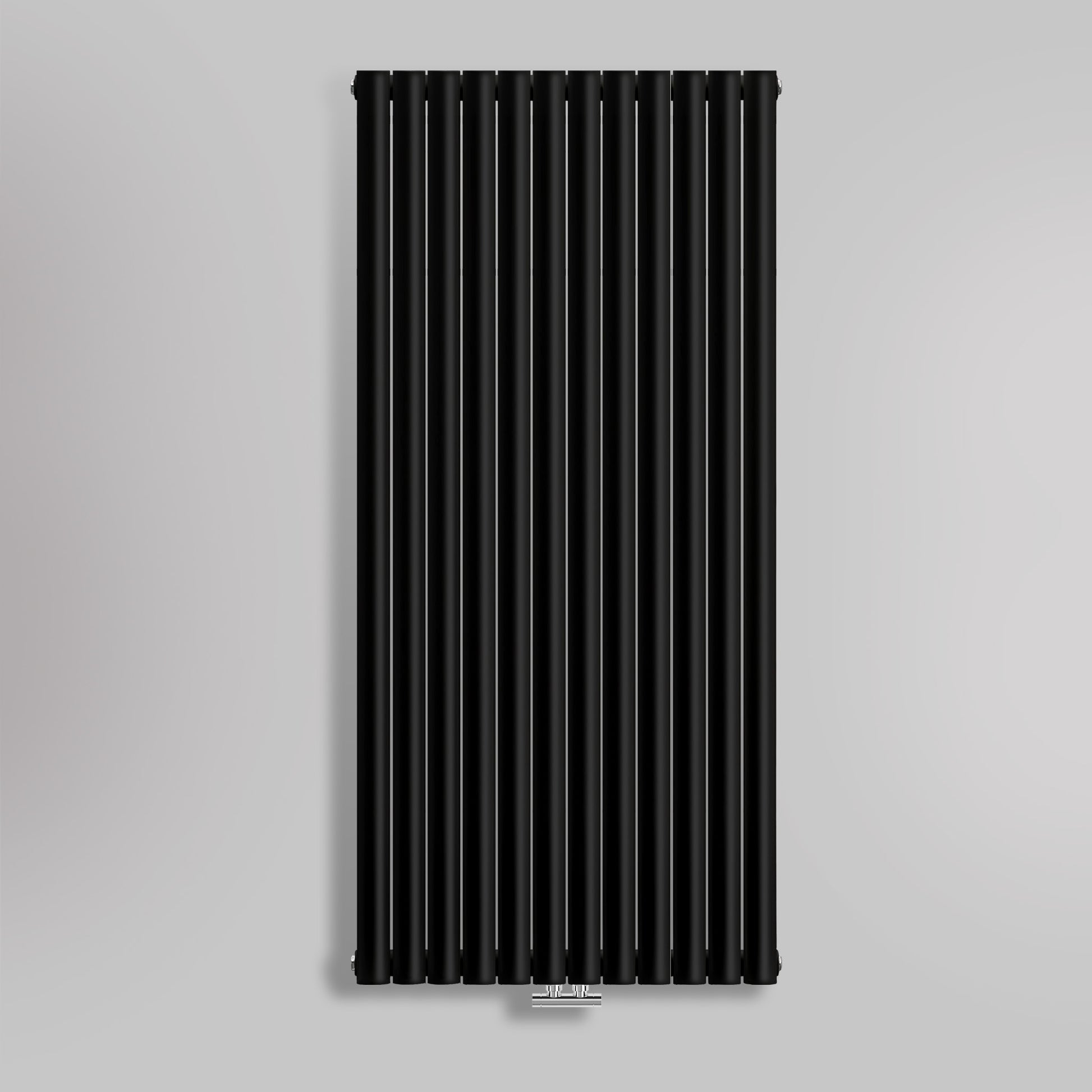 Grzejnik Dekoracyjny Pionowy - Owalny Podwójny Kolumnowy Czarny - 1800x708mm, gładkie tło